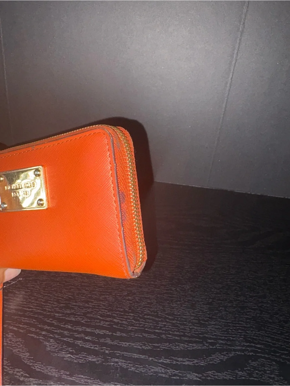 Michael Kors Orange Saffiano Zip Wristlet